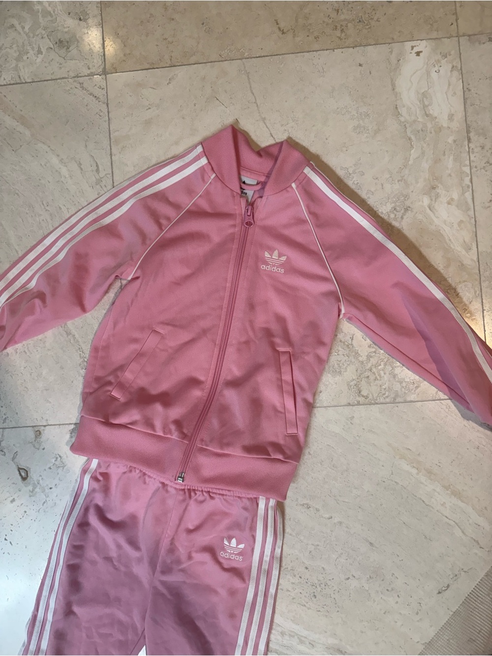 Adidas Pink Kids Firebird Tracksuit - Double Stripes Sz 3/4 US BNWOT - Picture 4 of 4